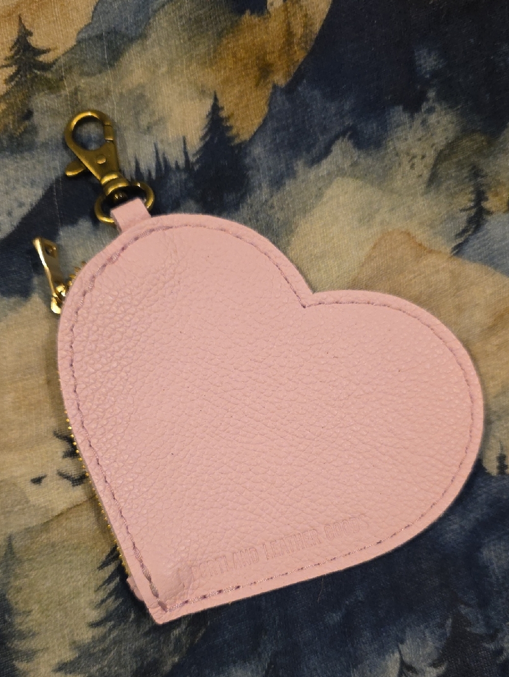 Heart-Shaped Pink Keychain Pouch with Gold Clip